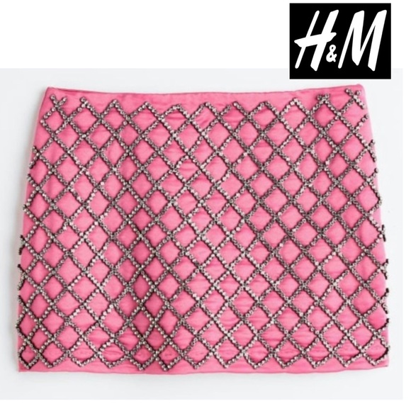 H&M Dresses & Skirts - NWT   H&M Rhinestone Detail Pink Mini Skirt . Size 8